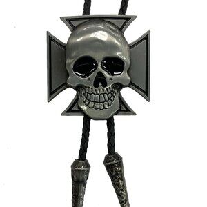 Top Notch Accessories Skull on Cross Bolo Tie